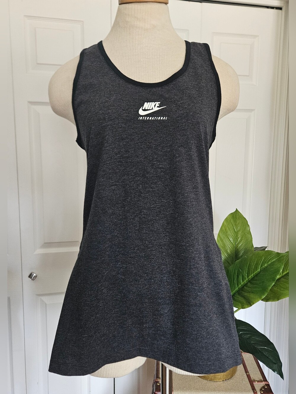 NWT Nike International Running Activewear 100% Cotton Tank Top Black Gray Size S